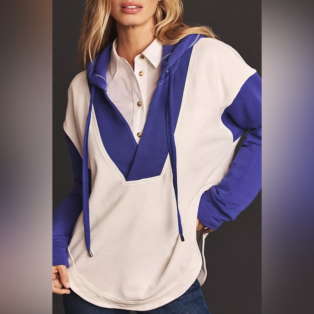 Anthropologie Pilcro Wharfside V Neck Pullover Hoodie Sweater - Picture 4 of 11